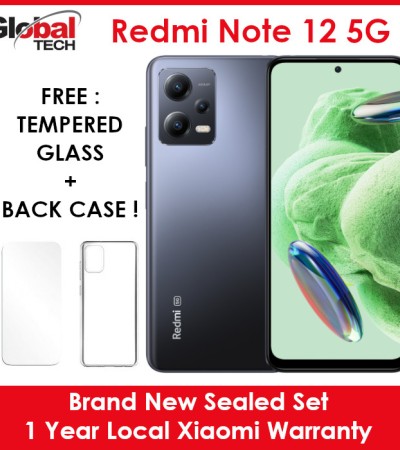 Xiaomi Redmi Note 12 5G 256GB Rom + 8GB Ram / Global Version / 1 Year Local Xiaomi Warranty (FREE : TEMPERED GLASS + BACK CASE)