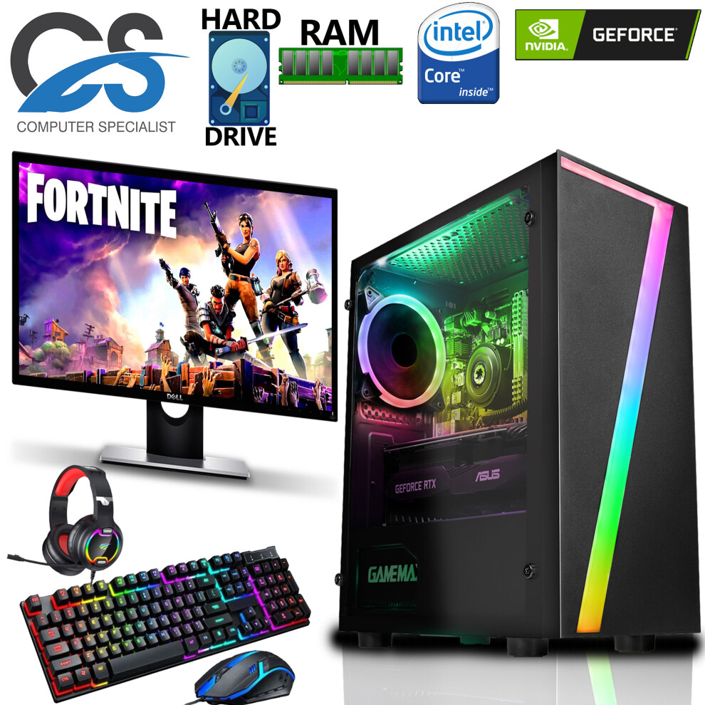 Refurbished Fast Gaming PC Computer Bundle Core i5 8GB 120GB SSD Win10 Nvidia GT 1030 